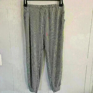 Cotton Blend Black and White Striped Pull-on Jogger Size L  EUC